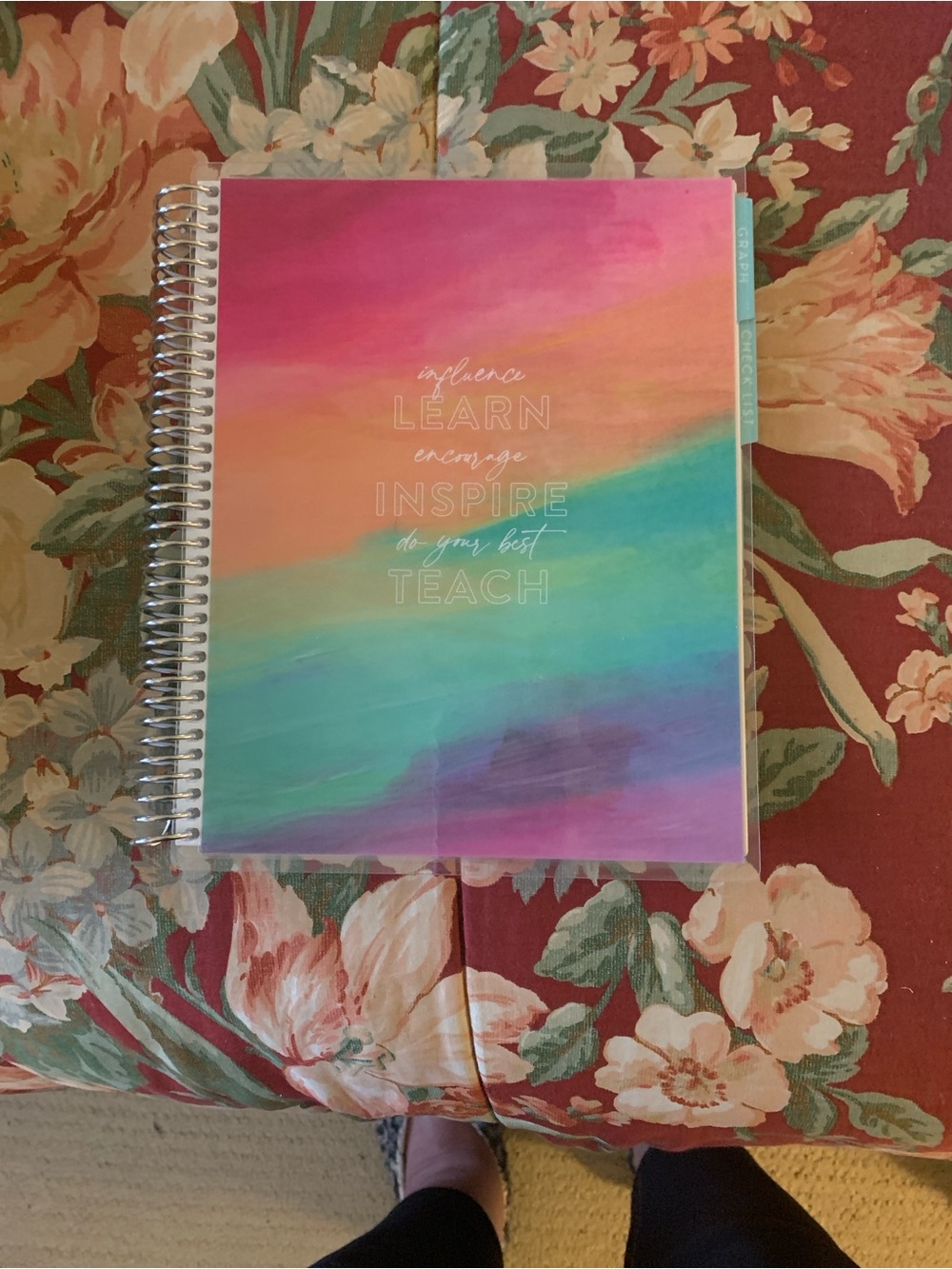 Erin Condren Teacher recordbook – White Cover with Rainbow Accent